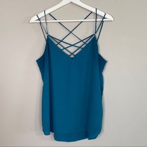 Express Dark Teal Strappy Blouse Tank Top